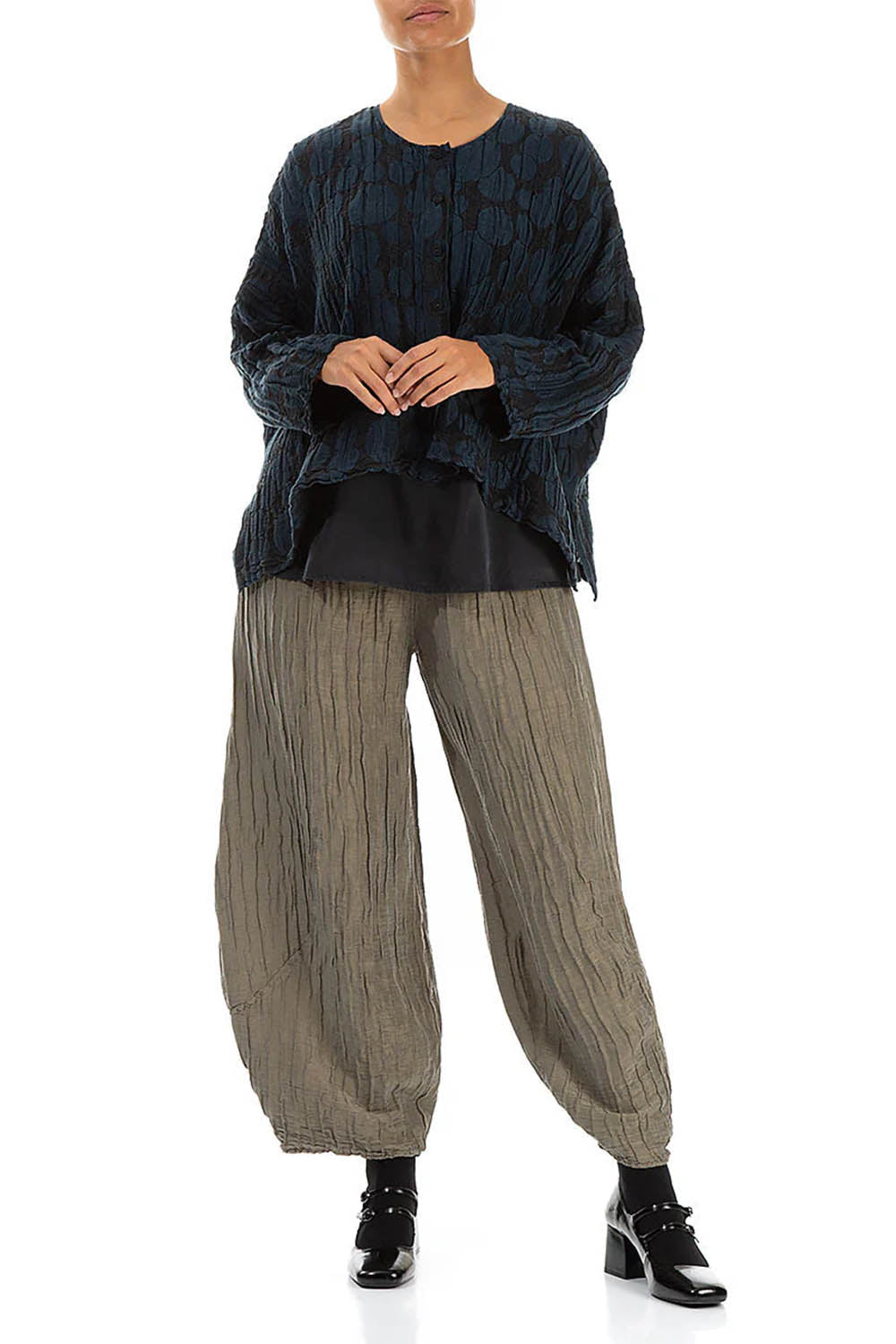 Bubble Crinkled Silk Loose 7658 Jacket