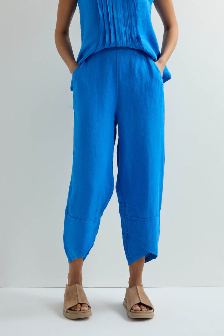 Sahara Barrel Style Bubble Linen Trouser Lilac