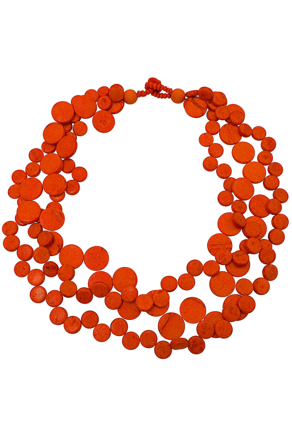 Lotus Feet Multi Strand Drop Necklace Orange