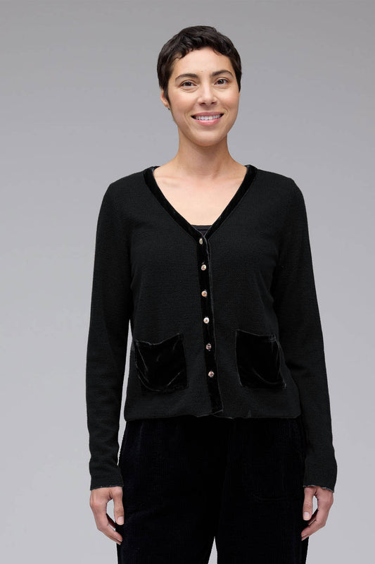 Marled Crop Pocket Cardigan