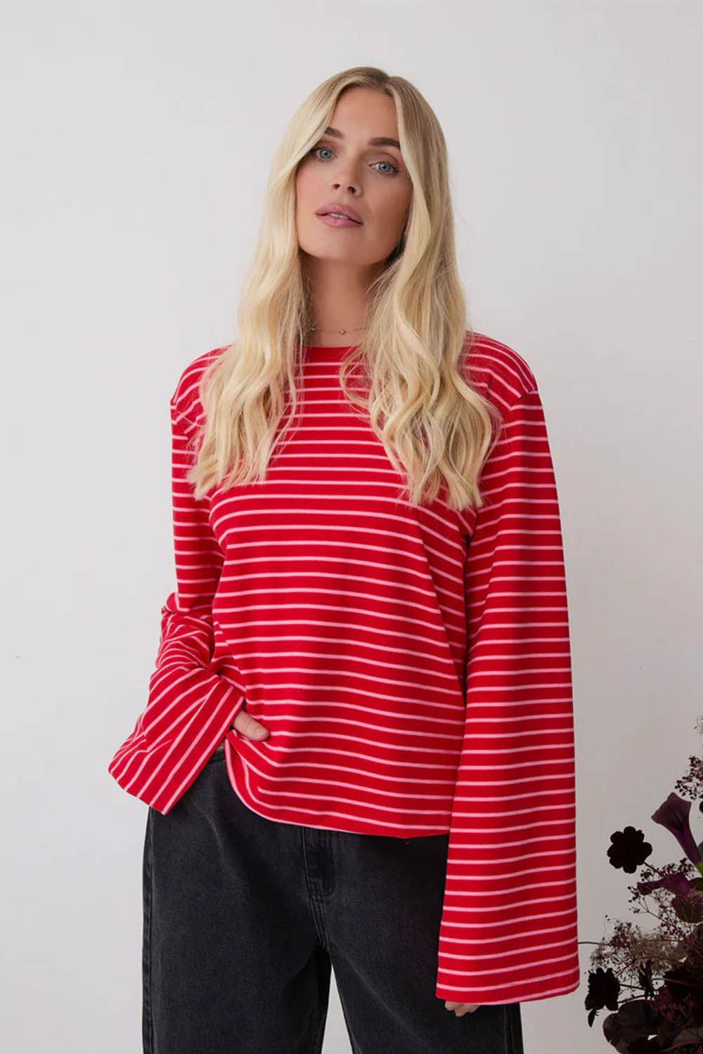 Celine Striped Flared Sleeve Top