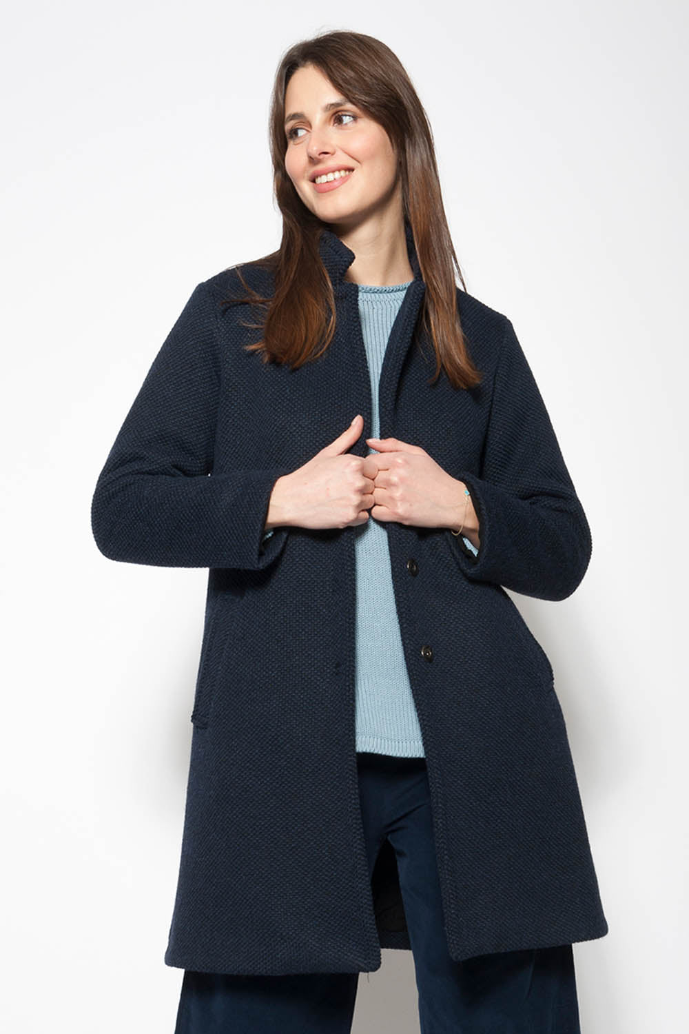 Boiled Wool Midi Coat