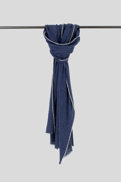 Cashmere Blend Contrast Stitch Scarf