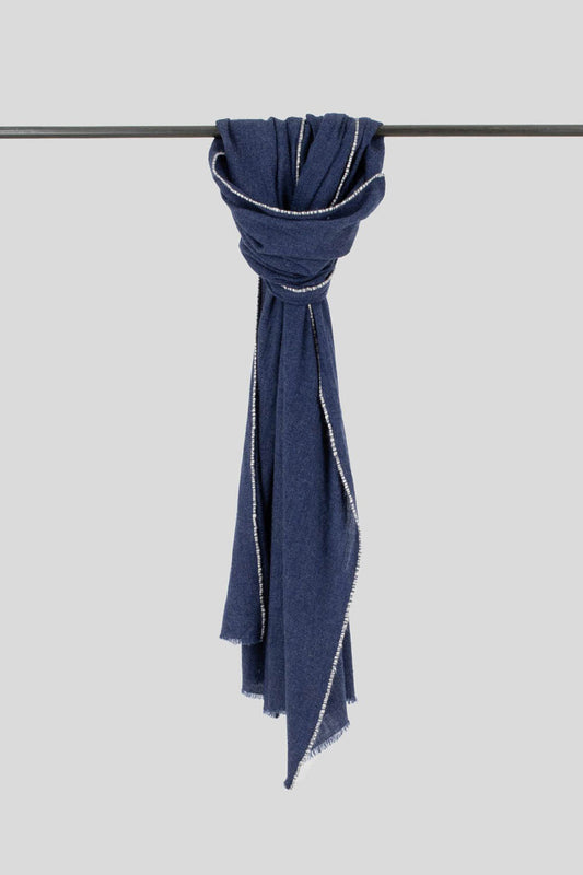 Cashmere Blend Contrast Stitch Scarf
