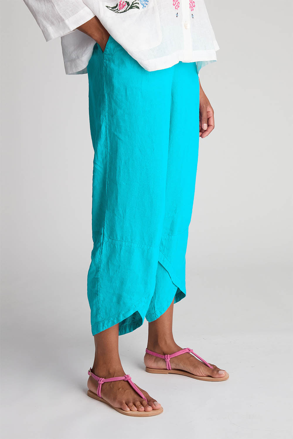 Linen Tulip Hem Bubble Trousers
