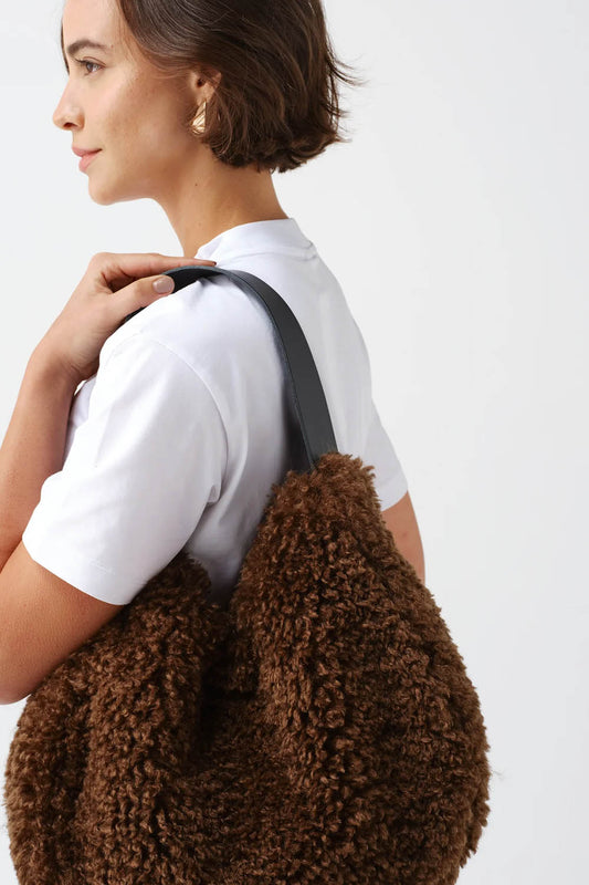 Faux Sheepskin Slouch Bag