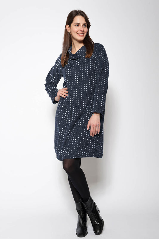Vichy Needlecord Cowl Dress