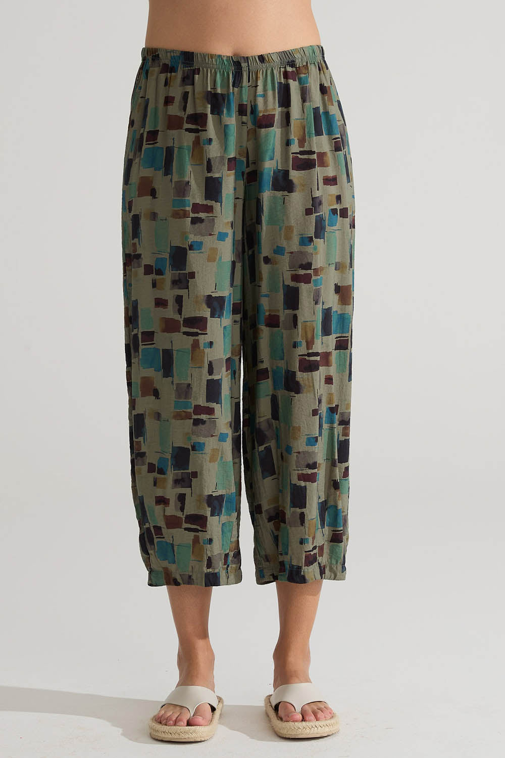 Cropped Pants With Darts Sea Glass