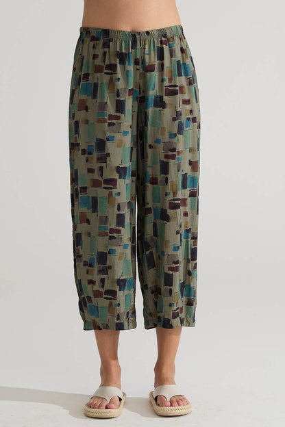 Cropped Pants With Darts Sea Glass