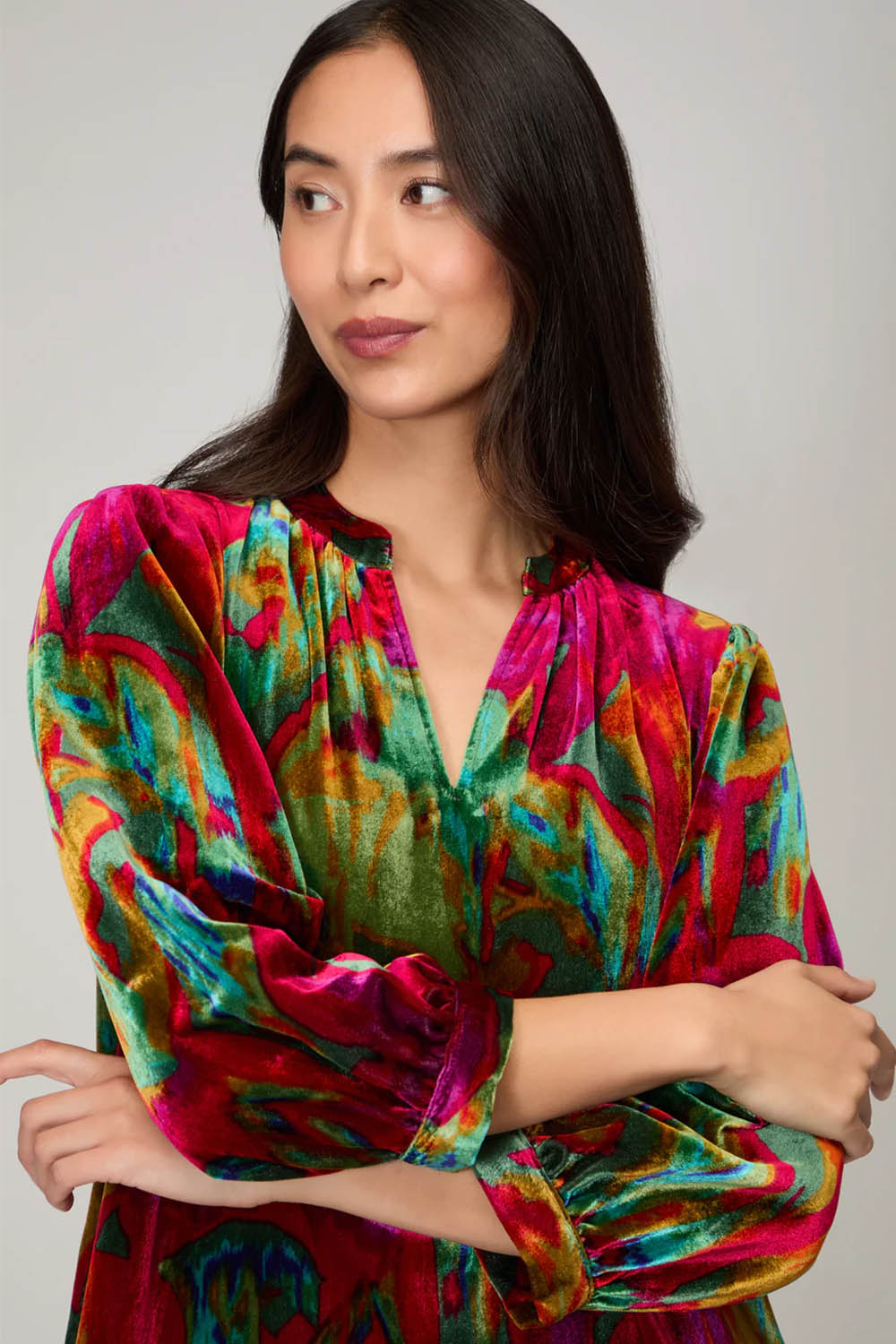 Blurred Botanicals Velvet Dress