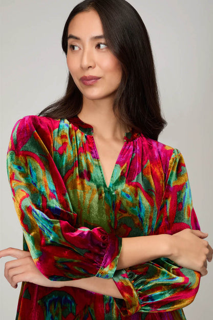 Blurred Botanicals Velvet Dress