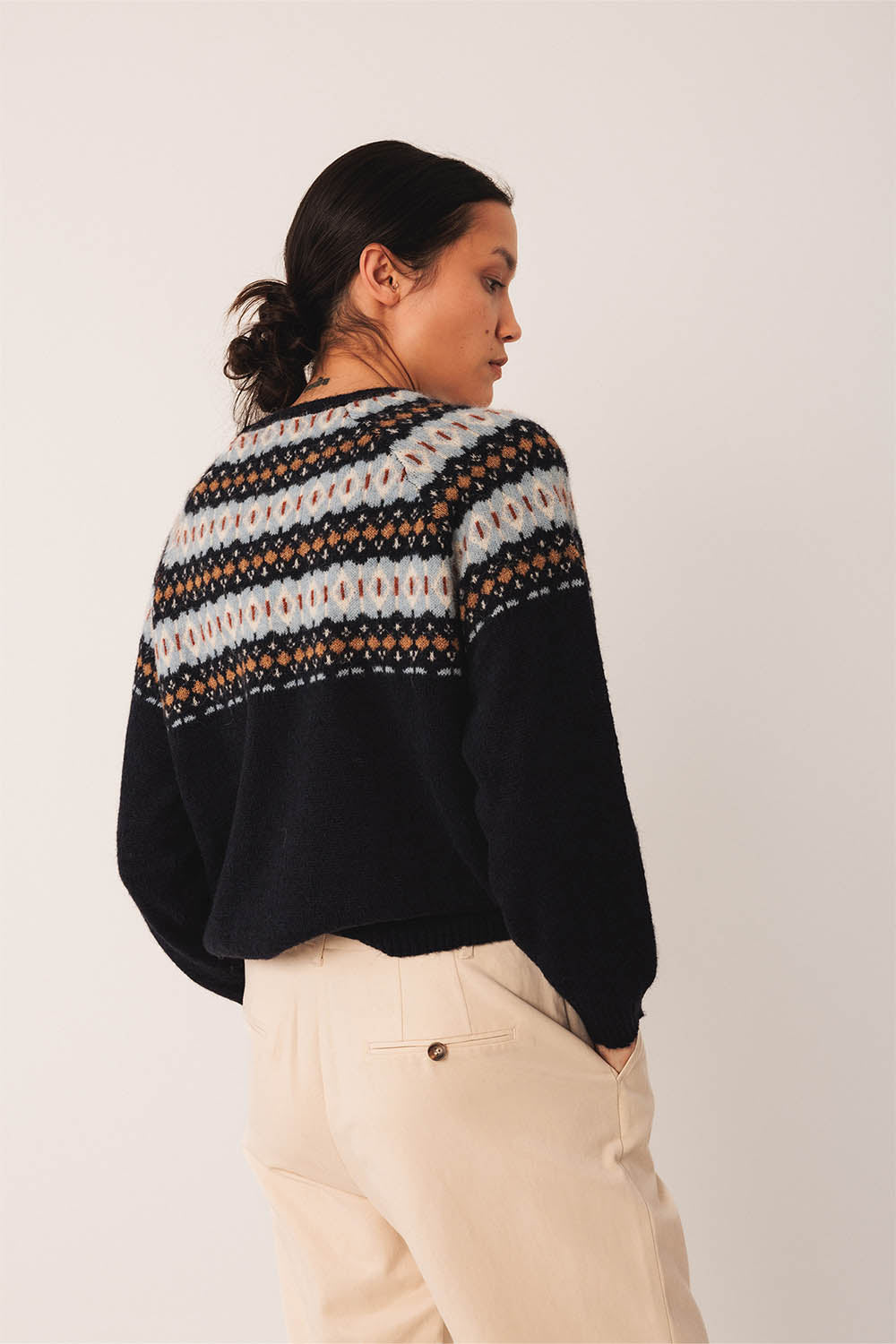 Jacquard Border Sweater
