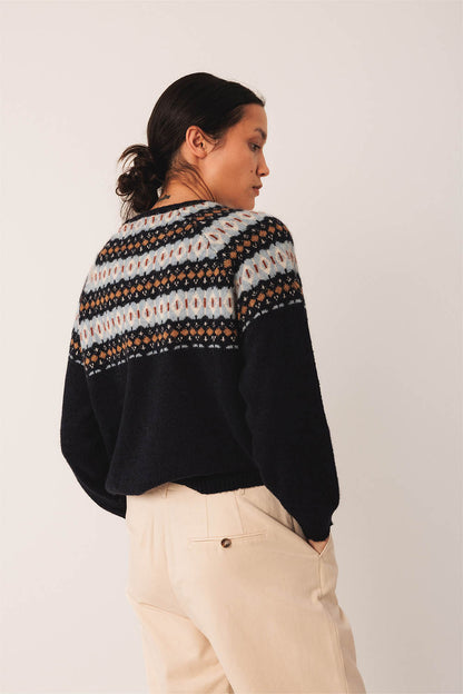Jacquard Border Sweater