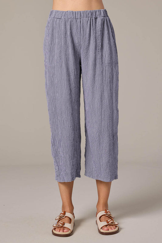 Crinkle Check Easy Crop Trousers