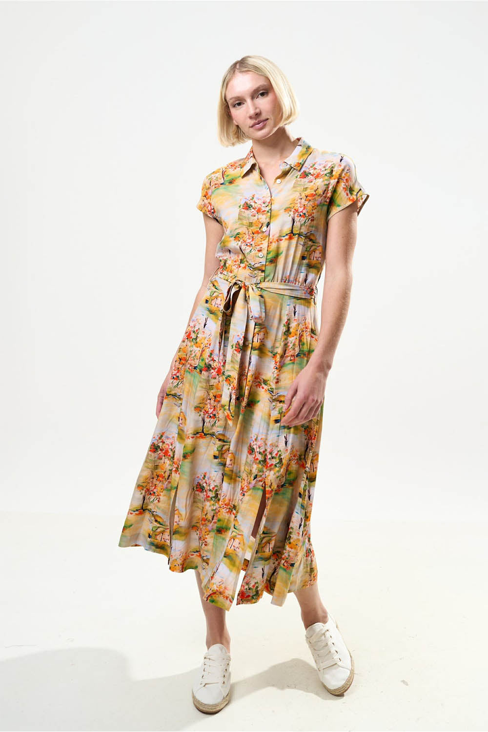 Fleur Oriental Landscape Midi Dress