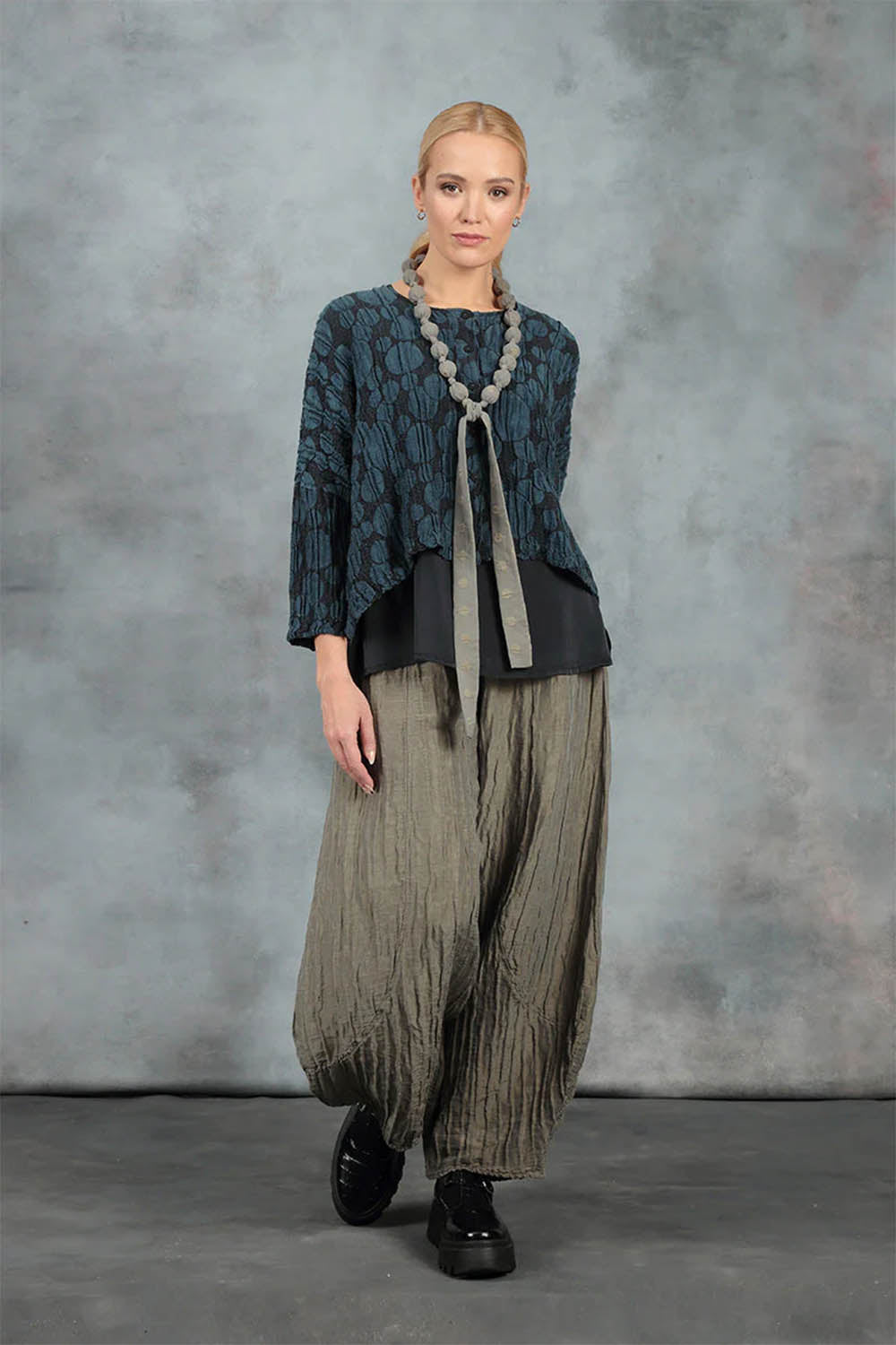 Bubble Crinkled Silk Loose 7658 Jacket
