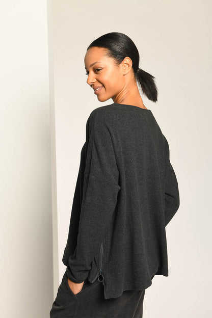 Boxy Side Zip 9541 Sweater