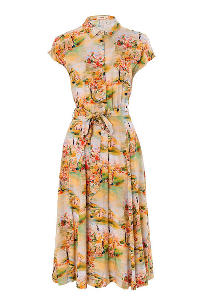 Fleur Oriental Landscape Midi Dress
