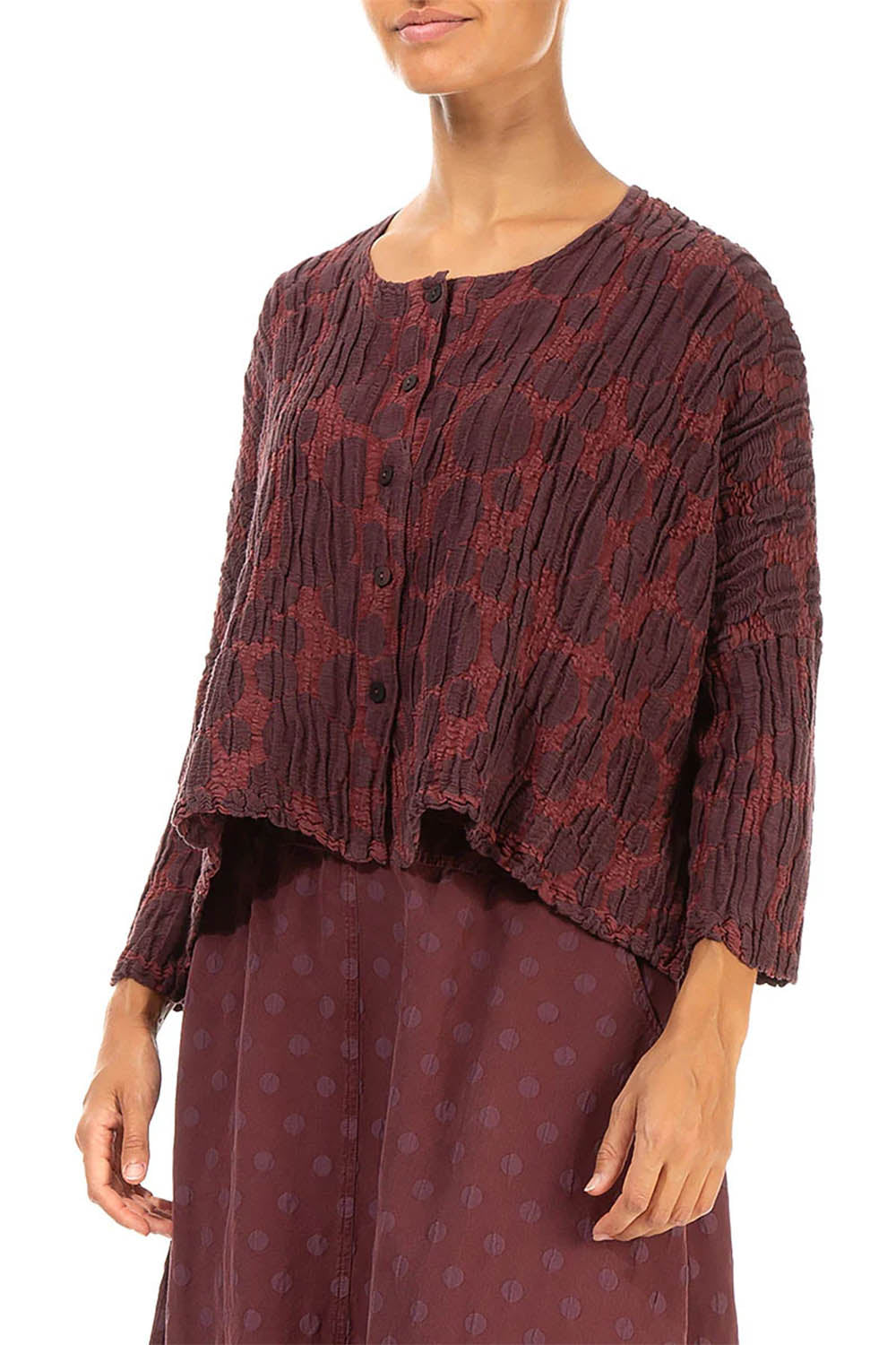 Bubble Crinkled Silk Loose 7658 Jacket