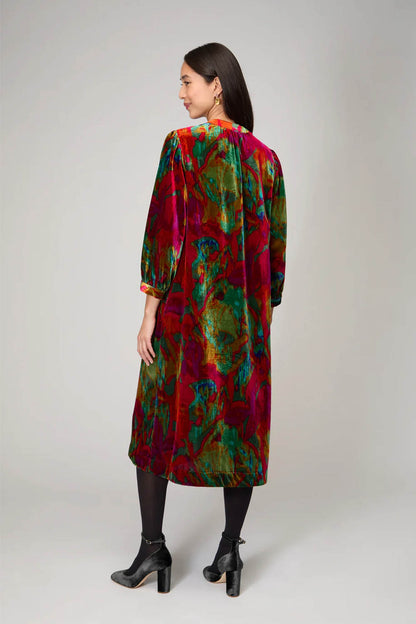 Blurred Botanicals Velvet Dress