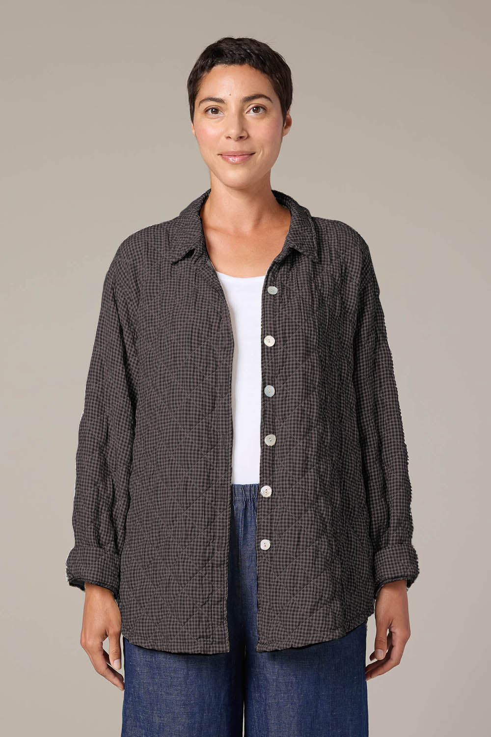 Crinkle Quilt Big Shirt Jacket