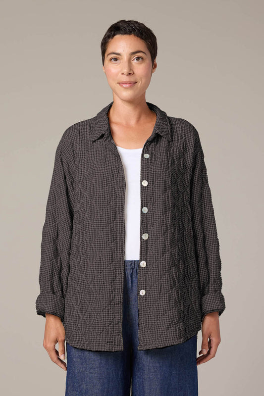 Crinkle Quilt Big Shirt Jacket