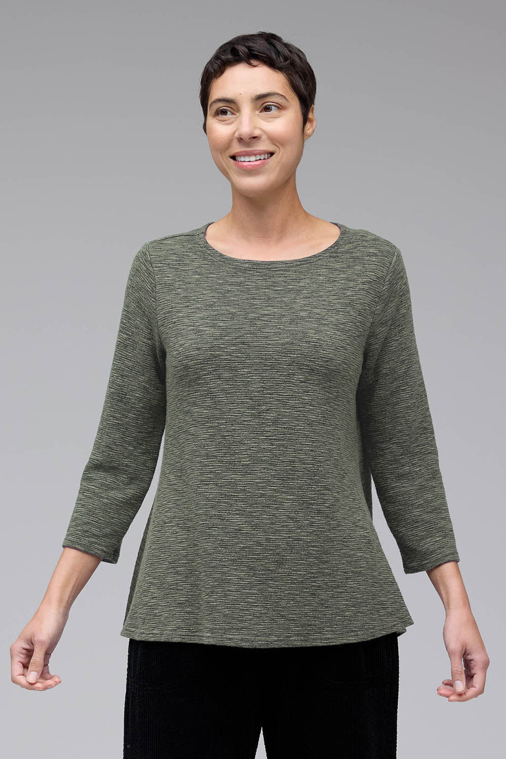Crimped A-Line Boatneck Top