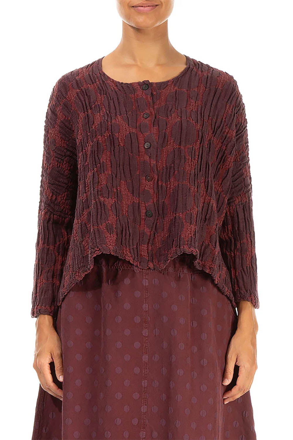 Bubble Crinkled Silk Loose 7658 Jacket