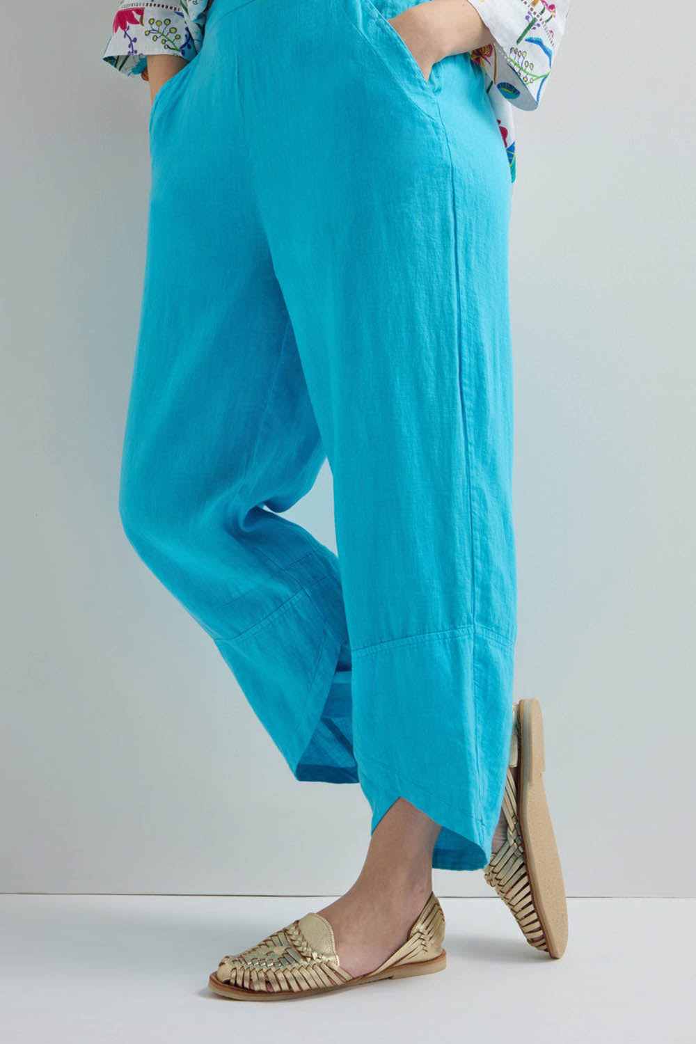 Linen Tulip Hem Bubble Trousers