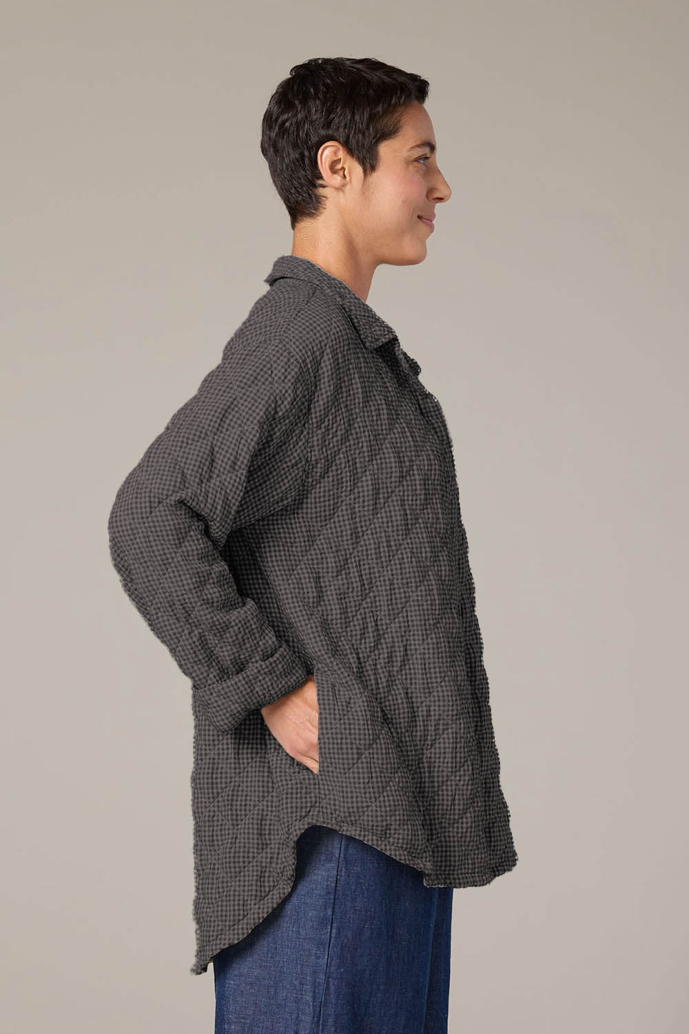 Crinkle Quilt Big Shirt Jacket