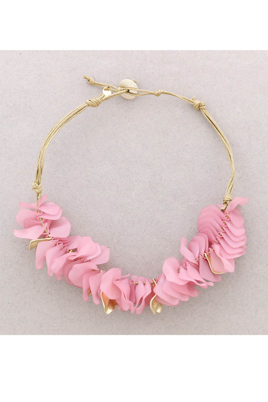 Sonata Resin Petals Cluster Necklace Pink