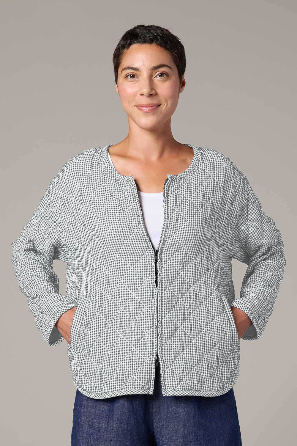 Crinkle Quilt Bomber Jacket