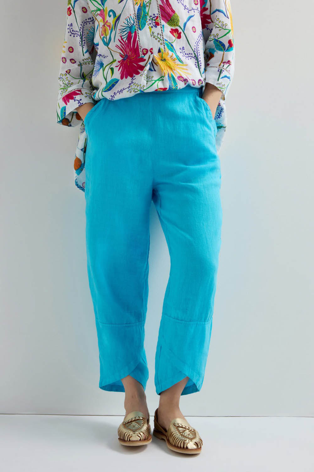 Linen Tulip Hem Bubble Trousers