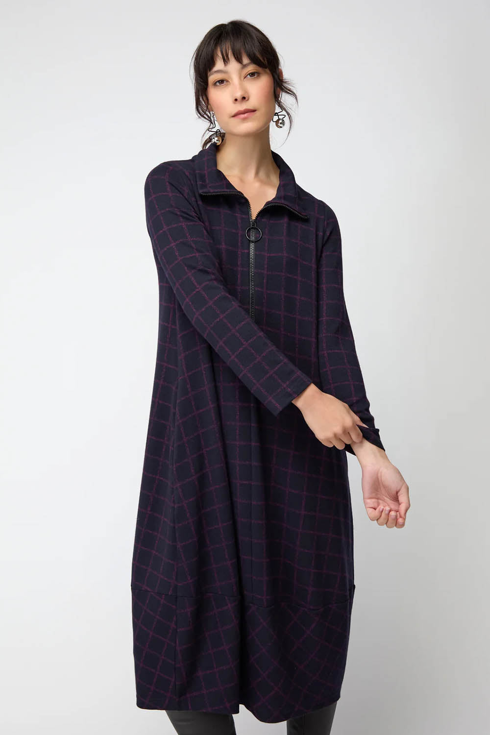 Small Broken Check Zip Bubble Dress