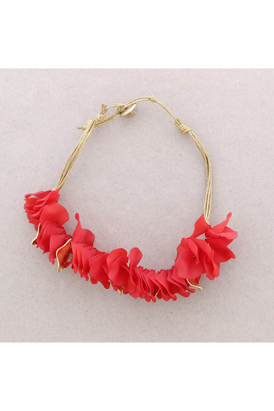 Sonata Resin Petals Cluster Necklace Red