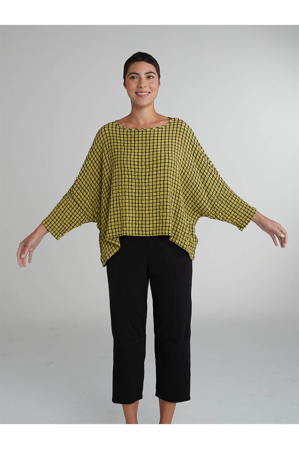 Crinkle Plaid Crop Top