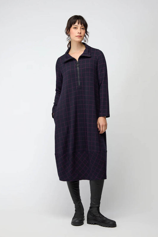 Small Broken Check Zip Bubble Dress