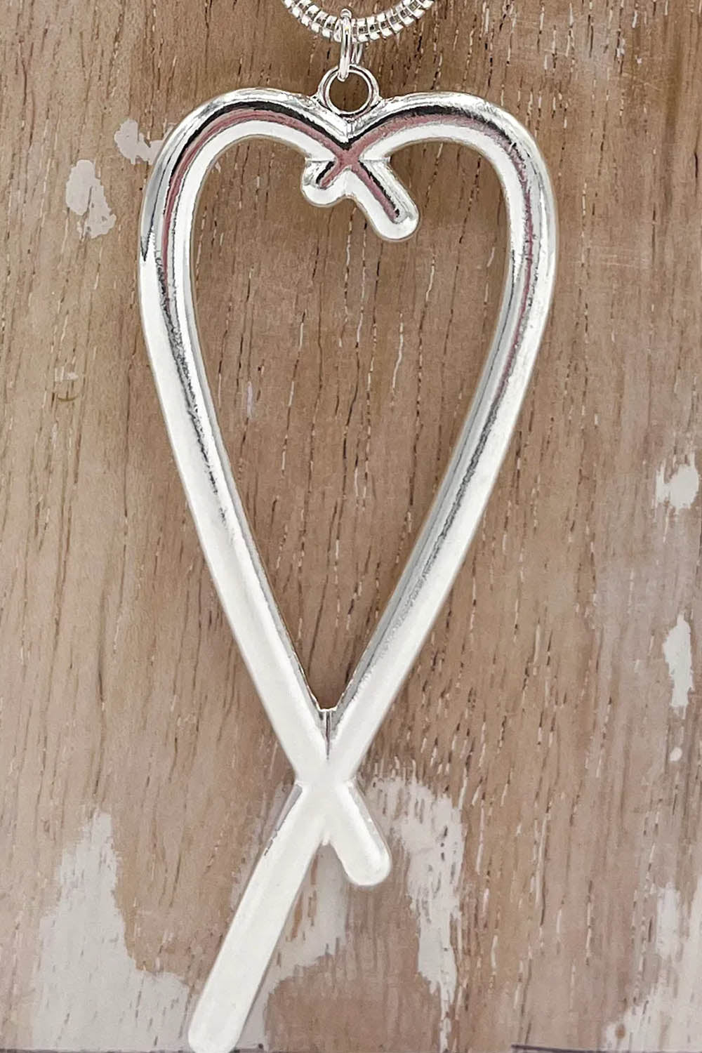 Jess & Lou Large Cross Heart Pendant Necklace Silver