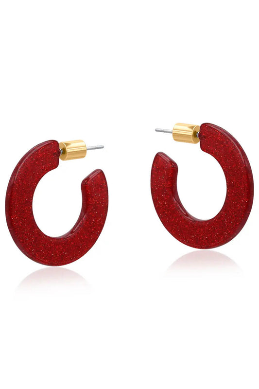 Pauline Flat Oval Resin Hoop Earrings