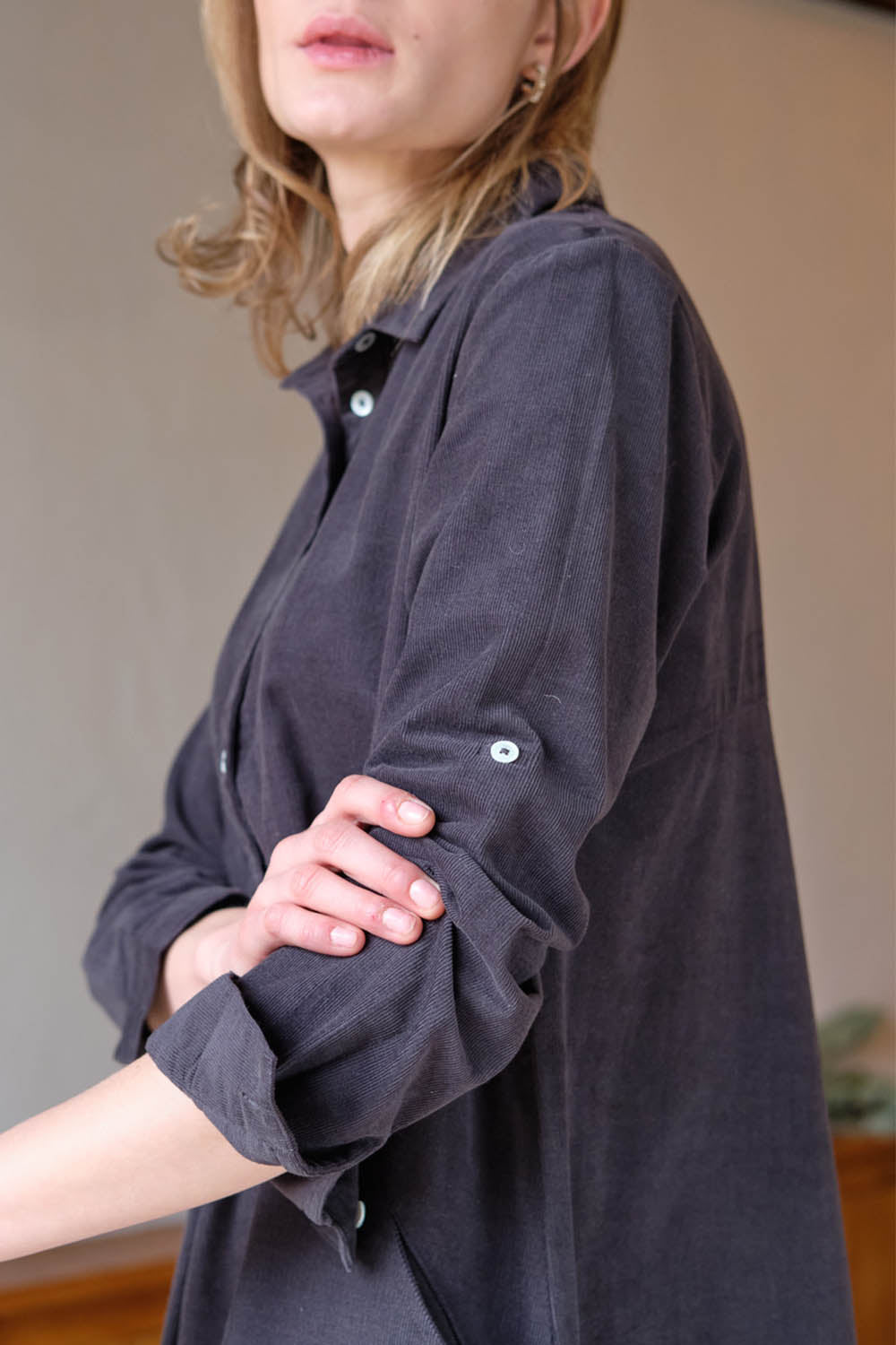 Alexa Cord Shirt Dress