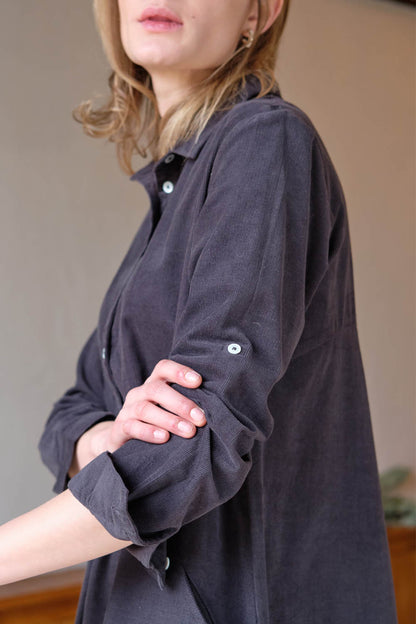 Alexa Cord Shirt Dress