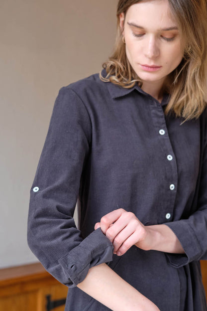 Alexa Cord Shirt Dress