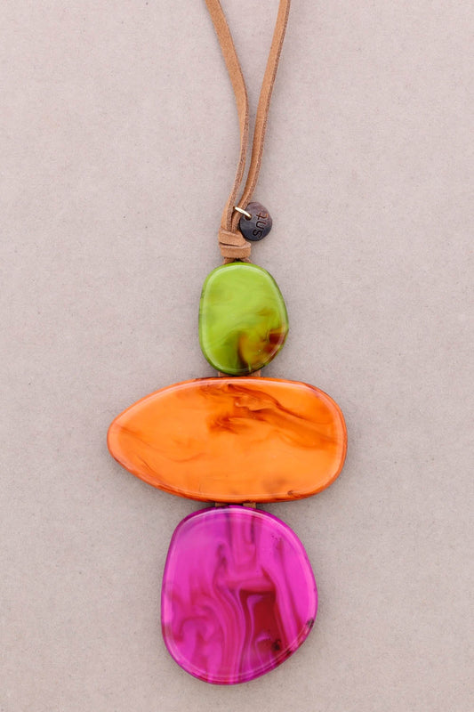 Large Triple Resin Pendant Necklace