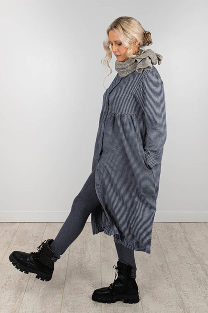 Mini Check Button Front Dress