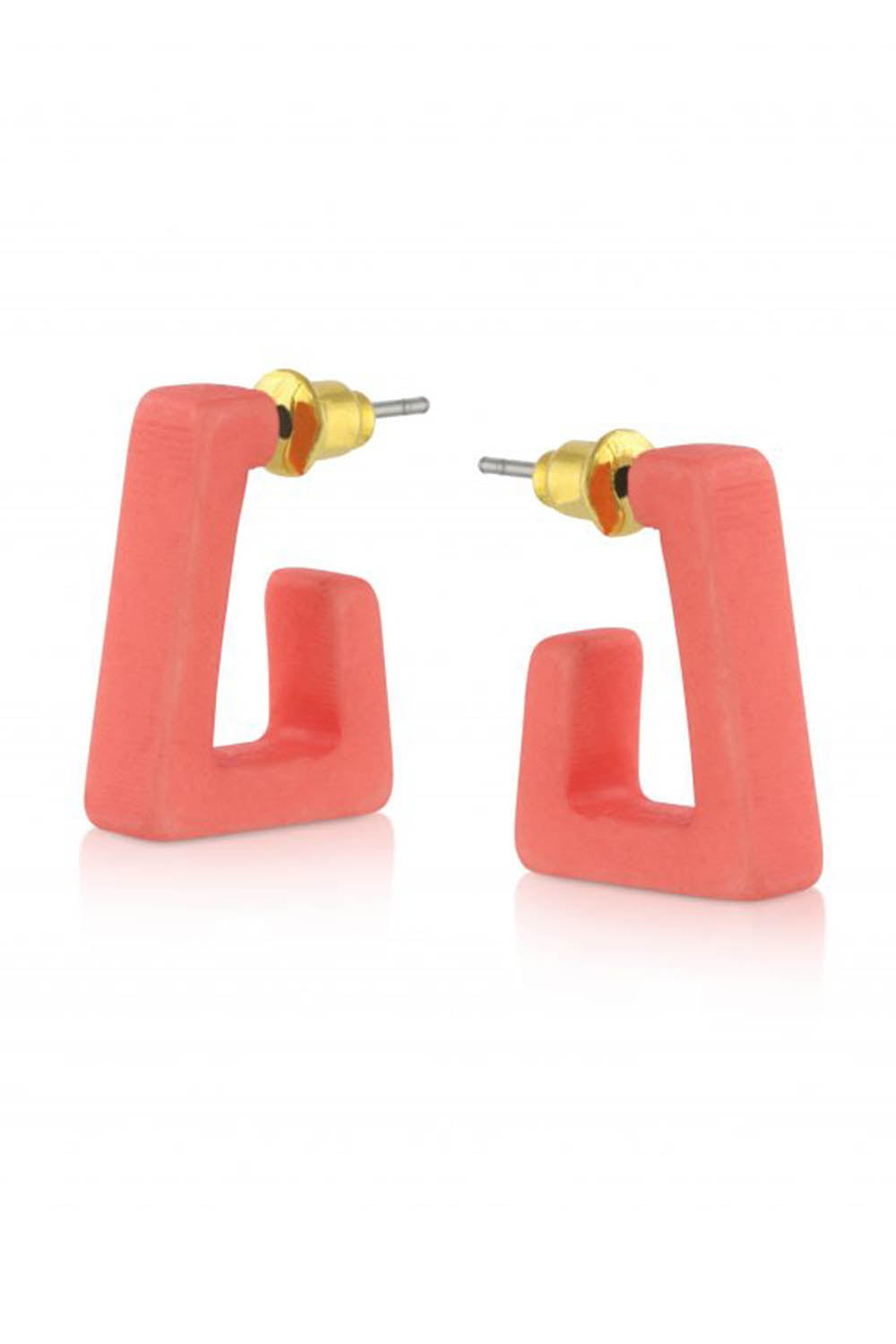Big Metal Jewellery Anastasia Tiny Square Earrings Orange