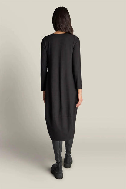 Fluid Crepe V Neck Bubble Dress