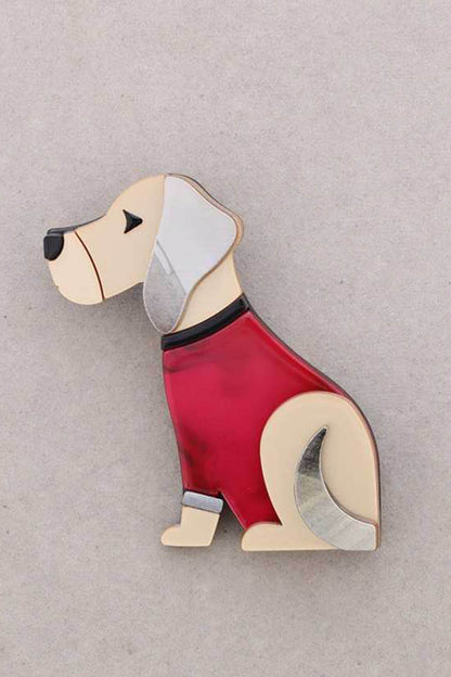 Resin Puppy Sitting Brooch