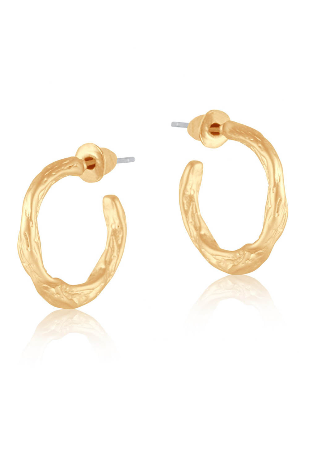 Big Metal Jewellery Valeria Branch Hoop Earrings Gold