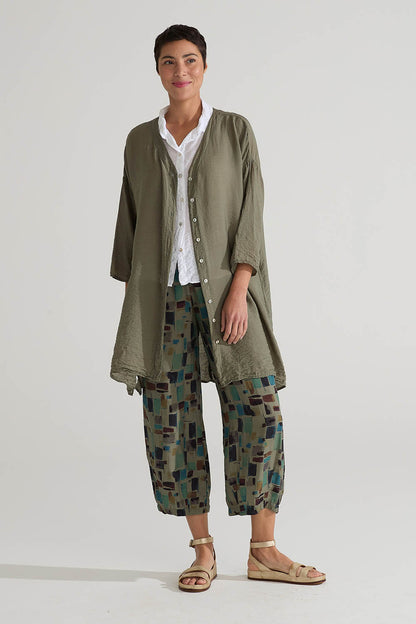 Cropped Pants With Darts Sea Glass