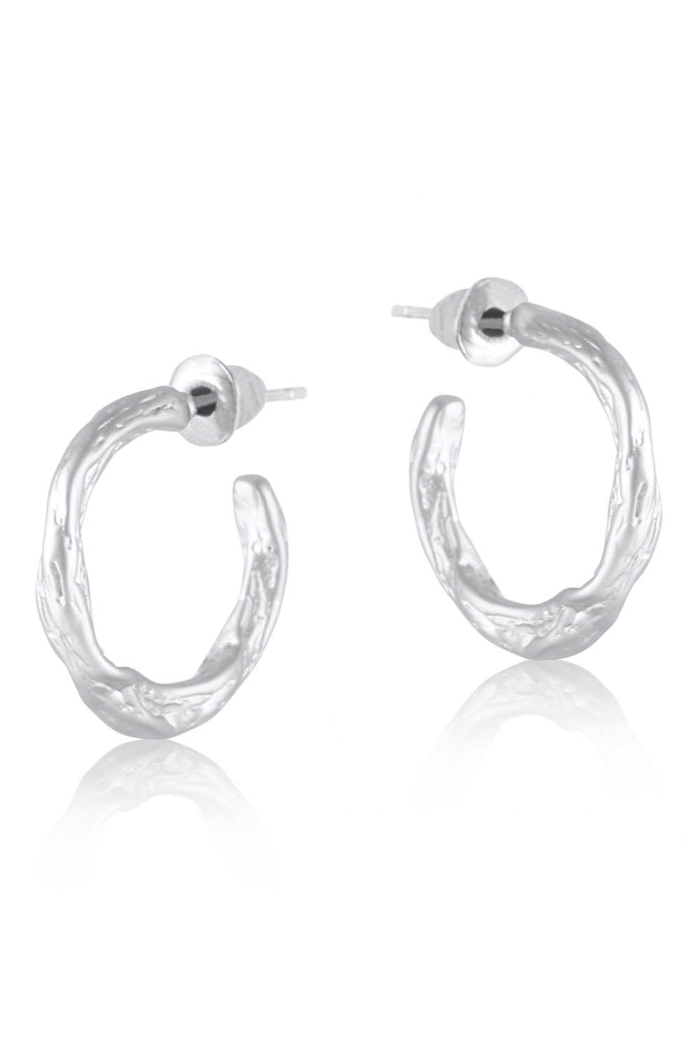 Big Metal Jewellery Valeria Branch Hoop Earrings Silver